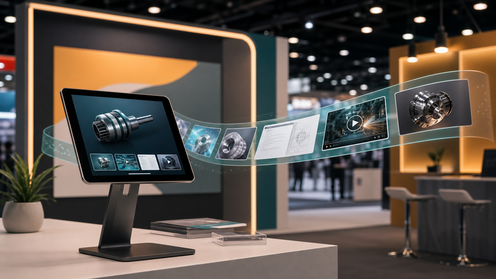 An iPad presentation loop running at a trade show booth
